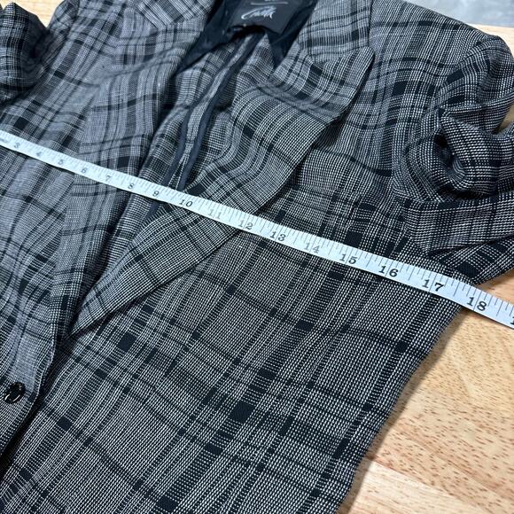 Rag & Bone NWOT Disney Cruella Linen Blend Blazer Size 4 Gray Plaid Slim Fit - Picture 7 of 8